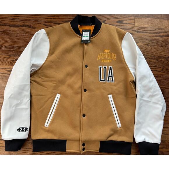 Under Armour Men's Originators Letterman Jacket Brown/White 1366418 277 Sz L📦